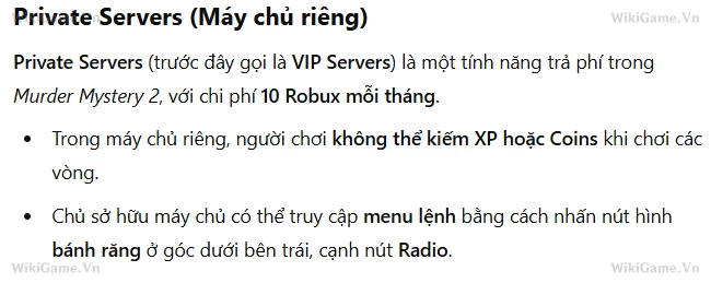 Ảnh  Features (Đặc Tính)
 Private Servers